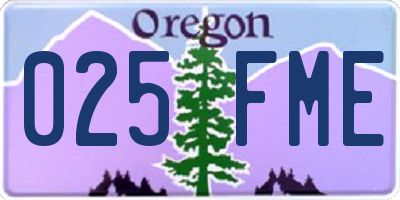 OR license plate 025FME