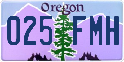 OR license plate 025FMH