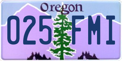 OR license plate 025FMI