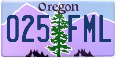 OR license plate 025FML