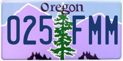 OR license plate 025FMM