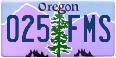 OR license plate 025FMS