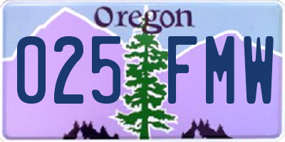 OR license plate 025FMW