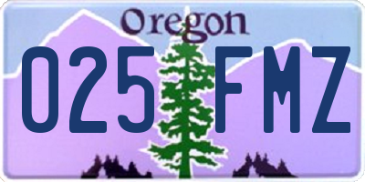 OR license plate 025FMZ