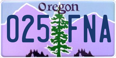 OR license plate 025FNA