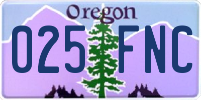 OR license plate 025FNC