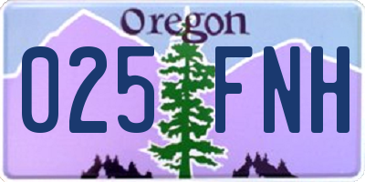 OR license plate 025FNH