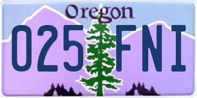 OR license plate 025FNI