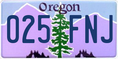 OR license plate 025FNJ