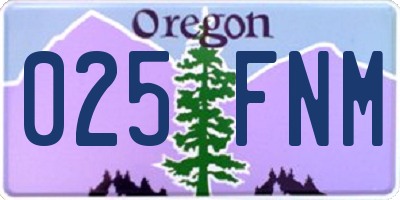 OR license plate 025FNM
