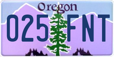 OR license plate 025FNT