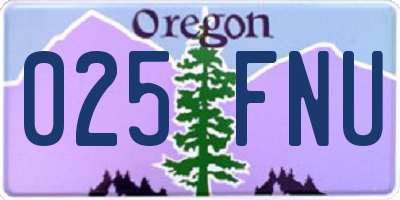 OR license plate 025FNU