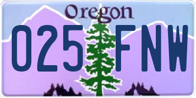 OR license plate 025FNW