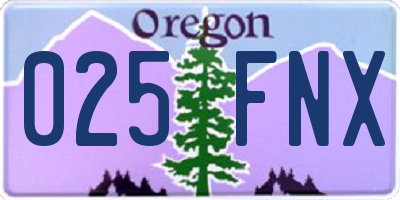 OR license plate 025FNX