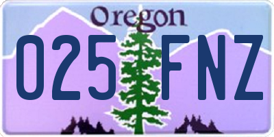 OR license plate 025FNZ