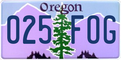OR license plate 025FOG