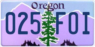 OR license plate 025FOI