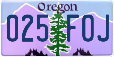 OR license plate 025FOJ