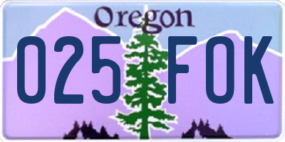 OR license plate 025FOK