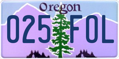 OR license plate 025FOL