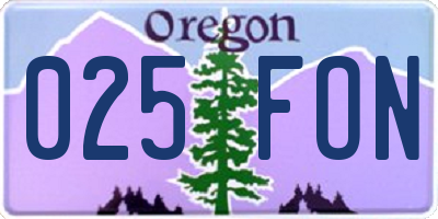 OR license plate 025FON