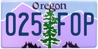 OR license plate 025FOP