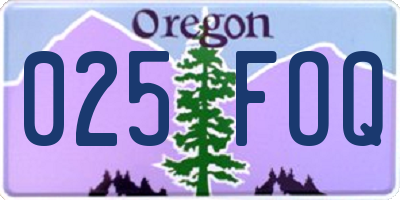 OR license plate 025FOQ