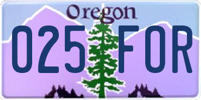 OR license plate 025FOR