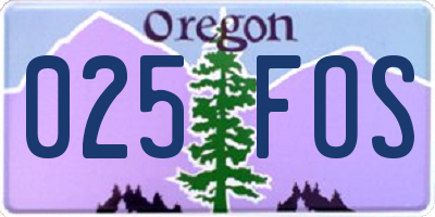 OR license plate 025FOS