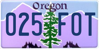 OR license plate 025FOT