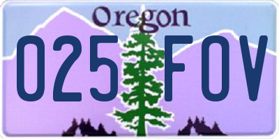 OR license plate 025FOV