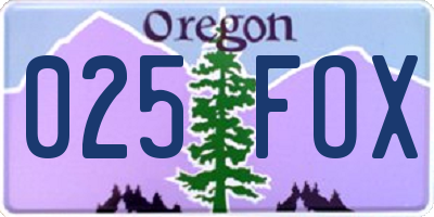 OR license plate 025FOX