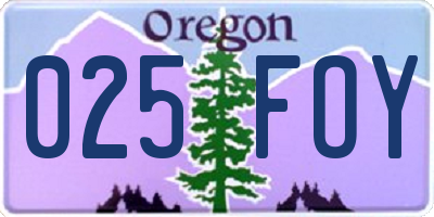 OR license plate 025FOY