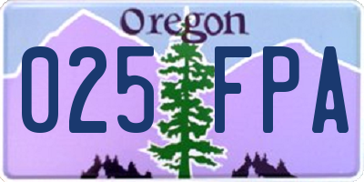 OR license plate 025FPA