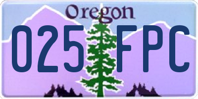 OR license plate 025FPC