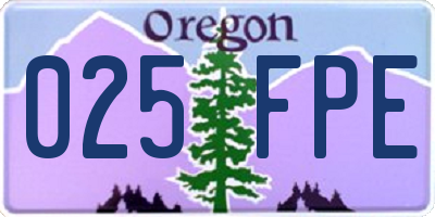 OR license plate 025FPE