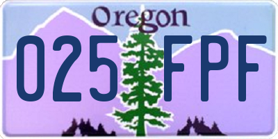 OR license plate 025FPF