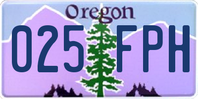 OR license plate 025FPH