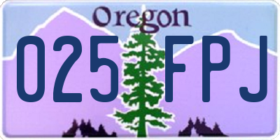 OR license plate 025FPJ