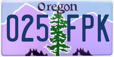 OR license plate 025FPK