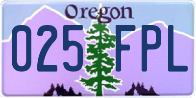 OR license plate 025FPL