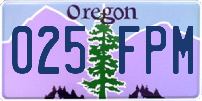 OR license plate 025FPM