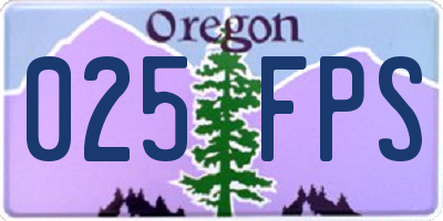OR license plate 025FPS