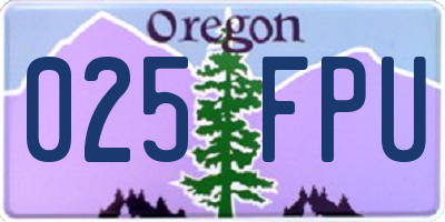 OR license plate 025FPU