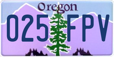OR license plate 025FPV