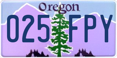 OR license plate 025FPY