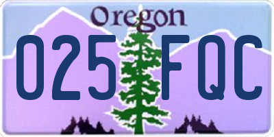 OR license plate 025FQC