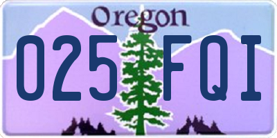 OR license plate 025FQI