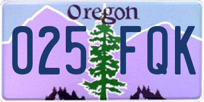 OR license plate 025FQK