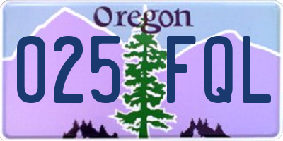 OR license plate 025FQL